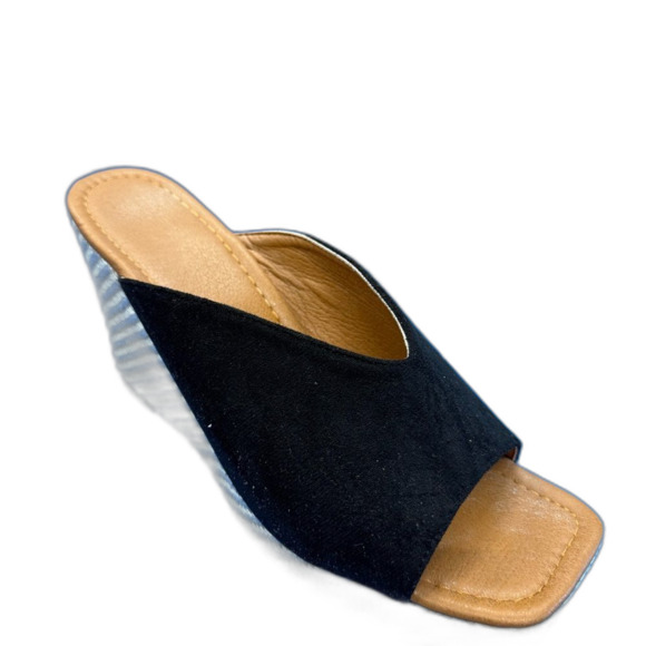 Black Wedge espadrilles platform Sandals size 41 -1” platform and 4” heel - Picture 1 of 9